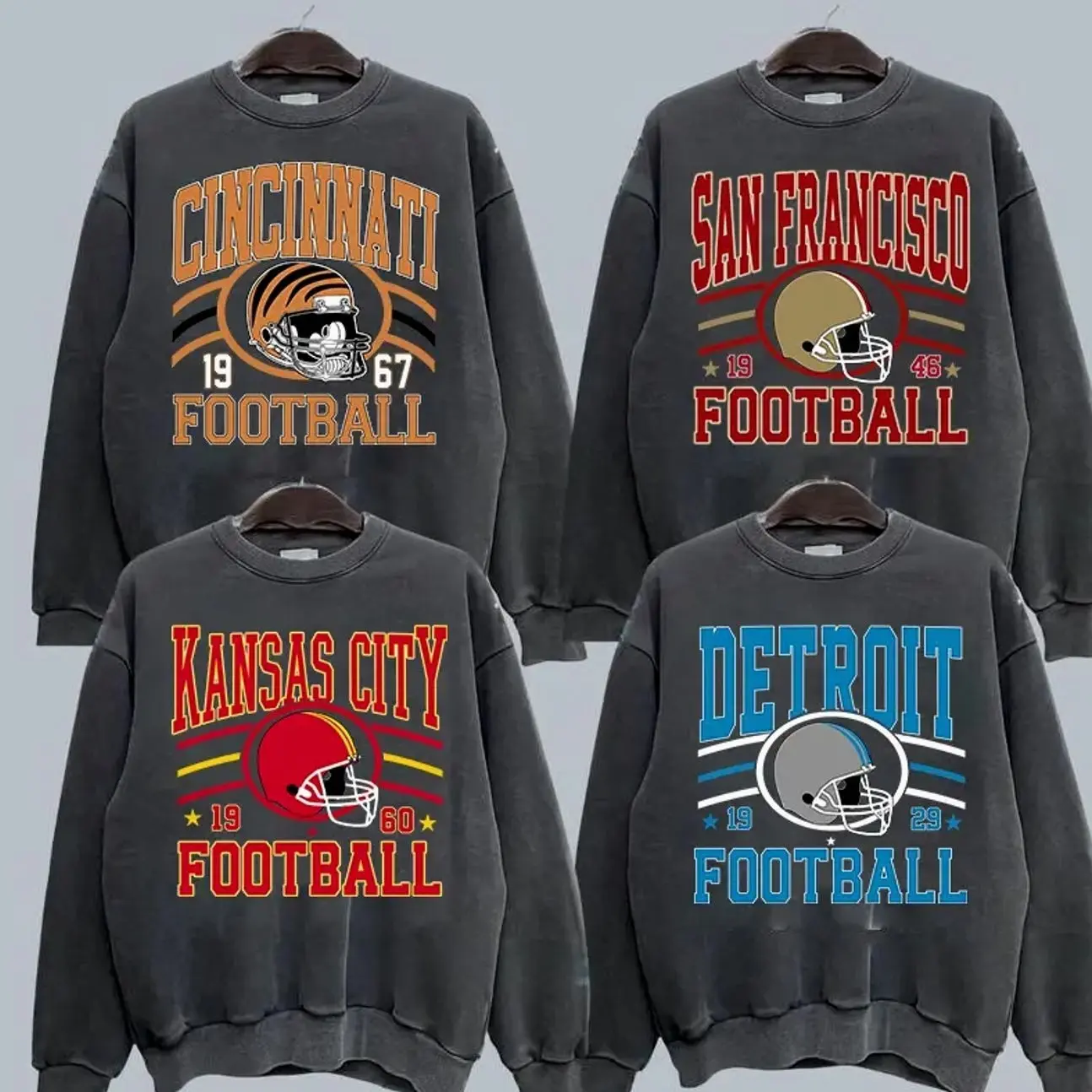 Vintage Team Football Oversized Sweatshirt, 90s Dark Heather Game Day Crewneck, Hometown Football Throwback, Unisex Fan Gift RV3
