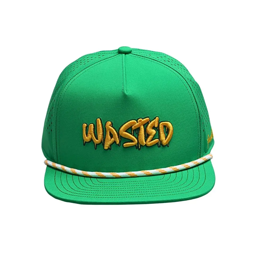 GRUNK DOLFER Embroidered Snapback Cap - Wasted Embroidered Design, Custom Graphic Logo, Stadium-Style, Golf-Ready for All-Day Comfort