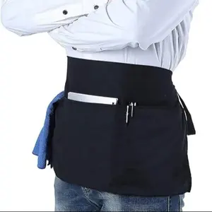 Half Apron with Multiple Pockets, Hotel Workwear for Waitstaff, Casual Style Server Apron, Restaurant Service Uniform