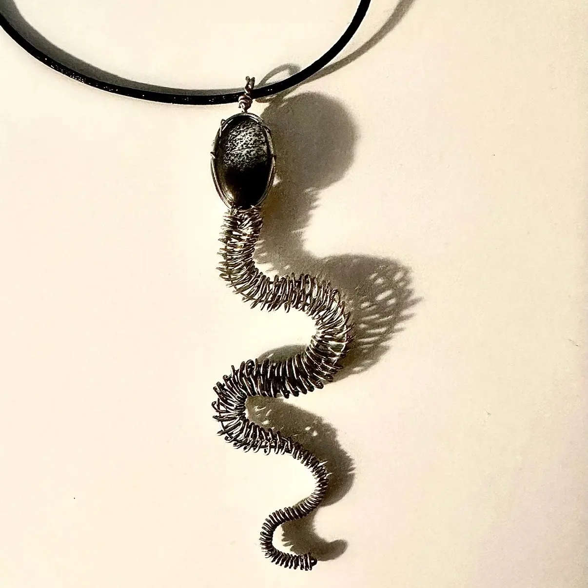 Natural Merlinite crystal pendant necklace (kundalini)