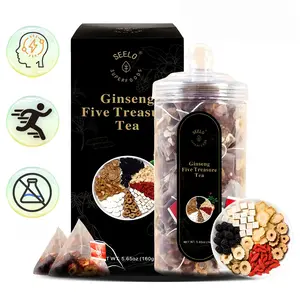 Seelo Ginseng Herbal Tea Bags Made from Ginseng, Jujube, Mulberry, Dried Maca Slices, Wolfberry, Rhizoma Polygonati, Poria, And Yam, Designed to Boost Energy And Enhance Focus.