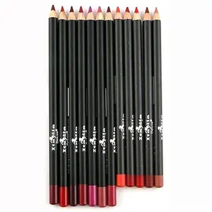 Italia Deluxe Ultra Fine Lip Liner Set of 12 Assorted Colors for Versatile Makeup and Cosmetic Lipliner