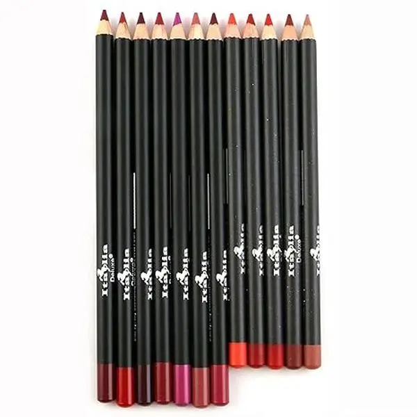 Italia Deluxe Ultra Fine Lip Liner Set of 12 Assorted Colors for Versatile Makeup and Cosmetic Lipliner