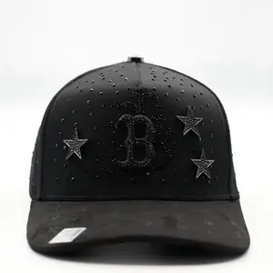 Hat BB’s All Black Stars Crystals Edition with Embellished B Logo and Star Accents