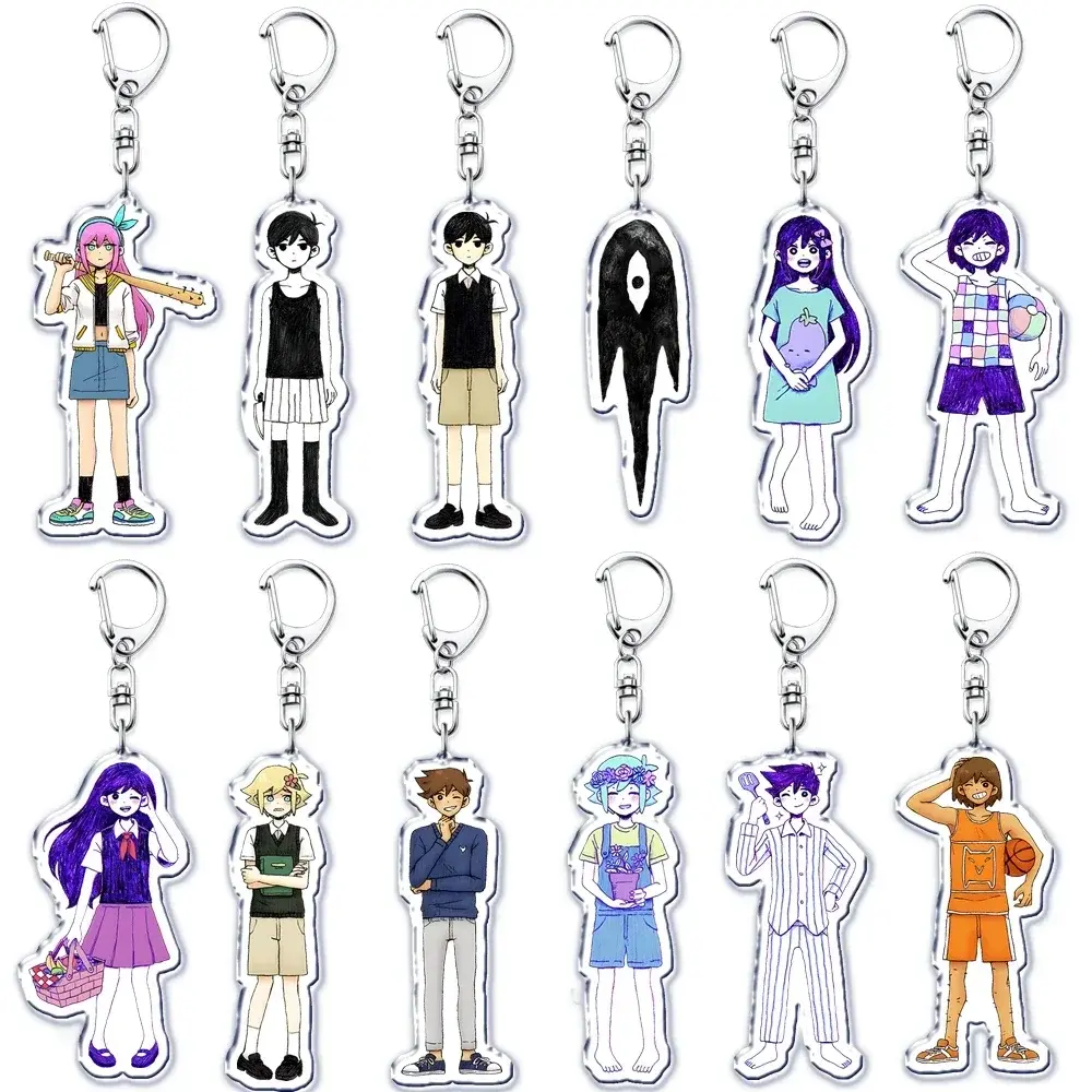 OMORI Game Keychain, Basil, Mari, Aubrey, Kel, Sunny, Something Eye Key