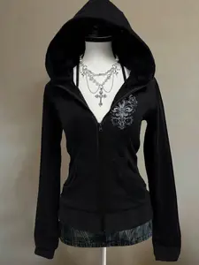 Women's Zipper Hooded Jacket, Campus Style, Simple Basic Design, Youthful Fashion, Casual Holiday Wear, Trendy Sportswear, Zip Front Jacket