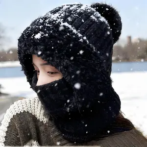 Headgear Hat Cap Womens Full Face Cover Balaclava Winter Hat Neck Warmer Knitted Mask Windproof Thermal for Outdoor Sports Ski Snowboard Cycling