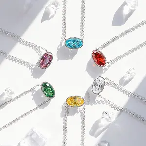 18K Gold Plated Birthstone Necklace Personalized Zirconia Gemstone Pendant Adjustable Chain Hypoallergenic Jewelry Anniversary Birthday Present for Mother Daughter Wife