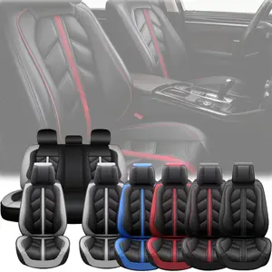 3D Car 5 Seats Covers Full Set, Leather Front Rear Cushion Protector Pad Mat, Non-Slip Soft Touch Waterproof for All Seasons Business Household Use, 40/60 60/40 50/50 40/20/40 Split Rear Benches, Universal Auto Interior Decoration Accessories