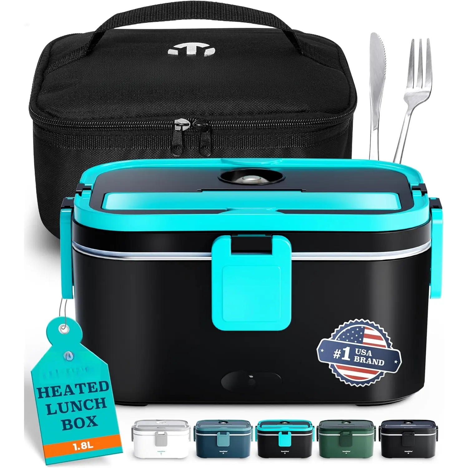 Electric Lunch Box For Adults, 80W Heated Lunch Box 1.8L Stainless Steel Heatable Lunchbox For Men, 12/24/110V Portable Food Warmer For Car Truck Work, Loncheras Para Hombres De Trabajo