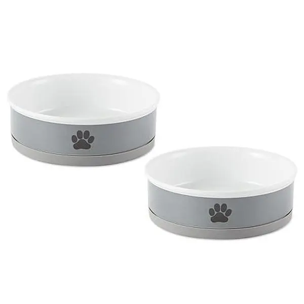 Design Imports Black Paw Print Ceramic Bowl Set of  2- Large