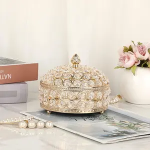 Crystal Glass Jewelry Box – XL Trinket Organizer with Gold Trim | Luxury Keepsake Holder for Rings, Earrings & Home Decor