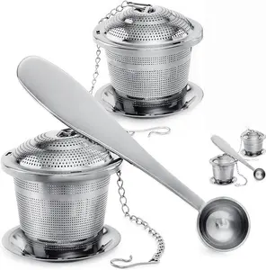 Tea Infuser (Set of 2) with Tea Scoop and Drip Dray - Ultra Fine Tea Strainer for Loose Leaf Tea - Stainless Steel Tea Steeper for a Superior Brewing Experience tiktokshopspringglowup,summervibes