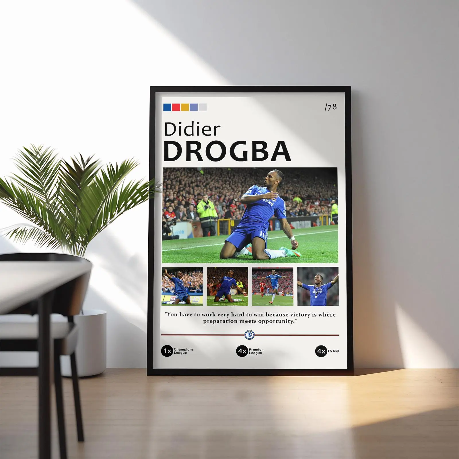 Didier Drogba Poster / Chelsea FC Wall Art / Drogba Soccer Print / Chelsea Legend Decor / Premier League Poster / Football Fan Gift Photo Satin prints for your wall Glossy UnFramed