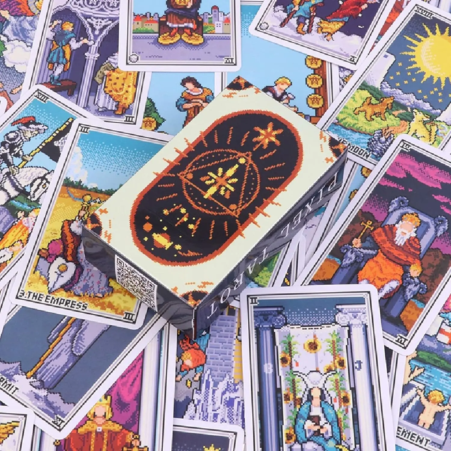Pixel Tarot Deck Cards, 78 Vintage Style for Divination, Fun Party & Leisure Games for Adults and Teens, Tarot Card Decks, Tarot Card Set
