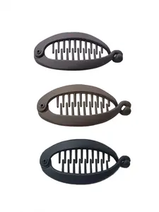 Simple Plain Matte Banana Hair Clips (3counts) Hair Clip Set, Super Cute Clips, Casual Versatile Hair Accessories for Women & Girls, Minimalist Headwear Suitable for Thick Hair