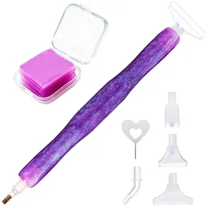 ZYNYXY 14PCS Ergonomic Diamond Art Pens Kits, Resin Diamond Painting Pen with Clay and Various Tips, Comfort Grip and Faster, Ideal Tools for Diamond Art Beginners and Lovers (Glitter Purple)