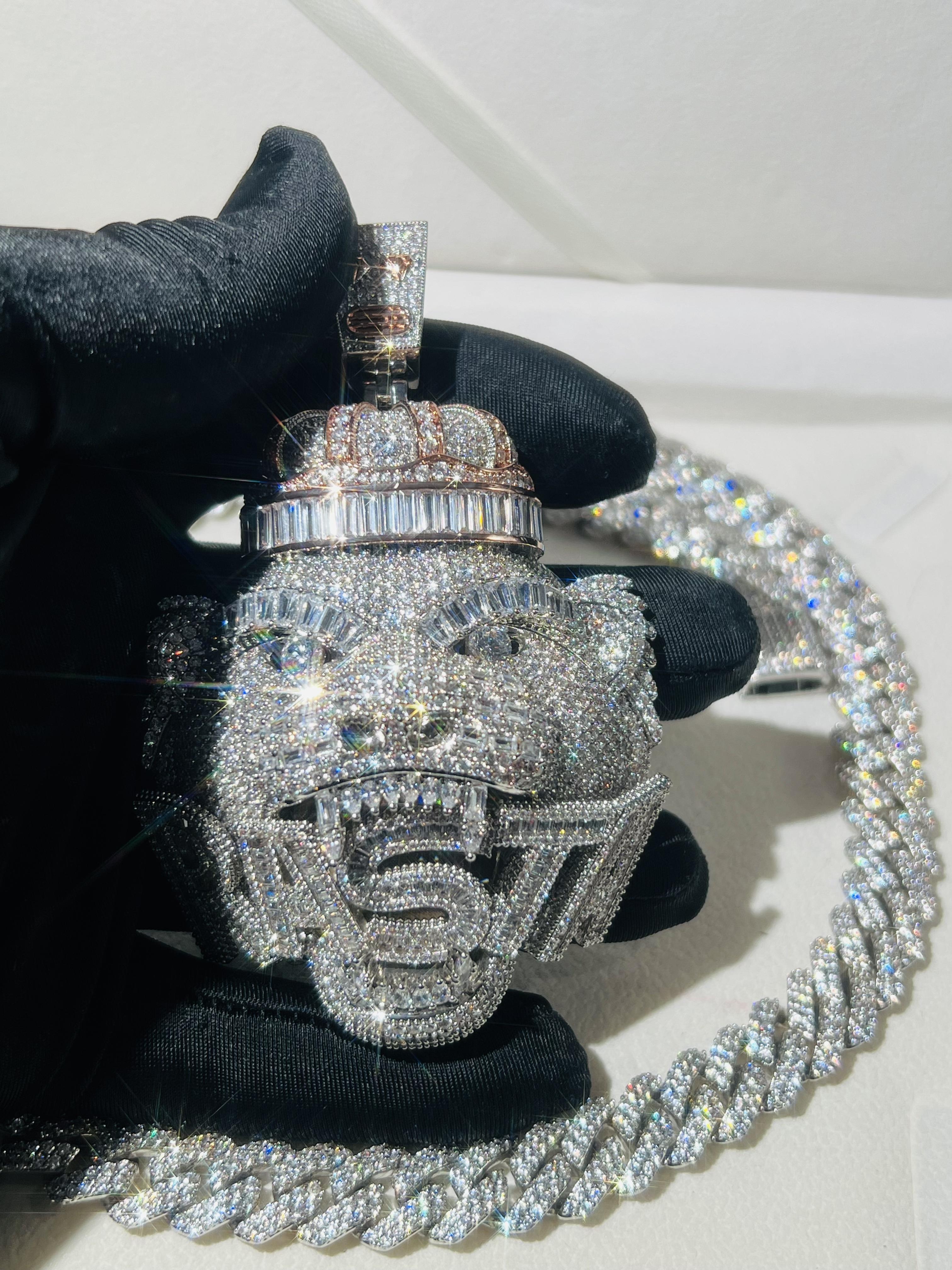 Micro Pave Vvs Ice Diamond 3D Lion Head Pendant High Charm Luxury Pendant Vvs Glory Diamond Hip Hop Men's Pendant, Valentine's Day Easter Gift Anniversary Gift