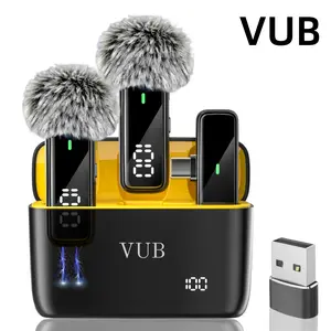 Wireless USB Microphone — Compatible with PC, Laptops, iPhone, and Android Devices — Wireless Lavalier Microphone with Noise Cancellation and 24-Hour Charging Case