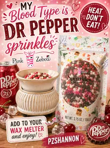 My Blood type is DR PEPPER Pink Zebra sprinkles fragrance wax melts, 1~3.75 ounce bag