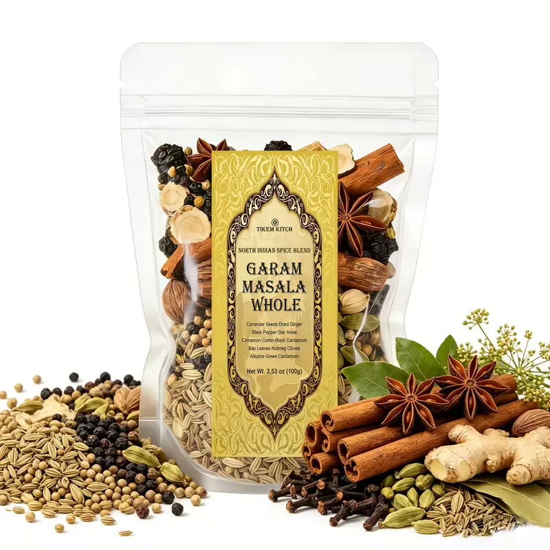Whole Garam Masala Spice Mix, 12 Aromatic North Indian Whole Spices for Curries, Biryani, BBQ & Everyday Cooking, Salt-Free Vegan Seasoning Gift Set, Available in 100g or 5 × 100g Packs or 10 × 100g Packs