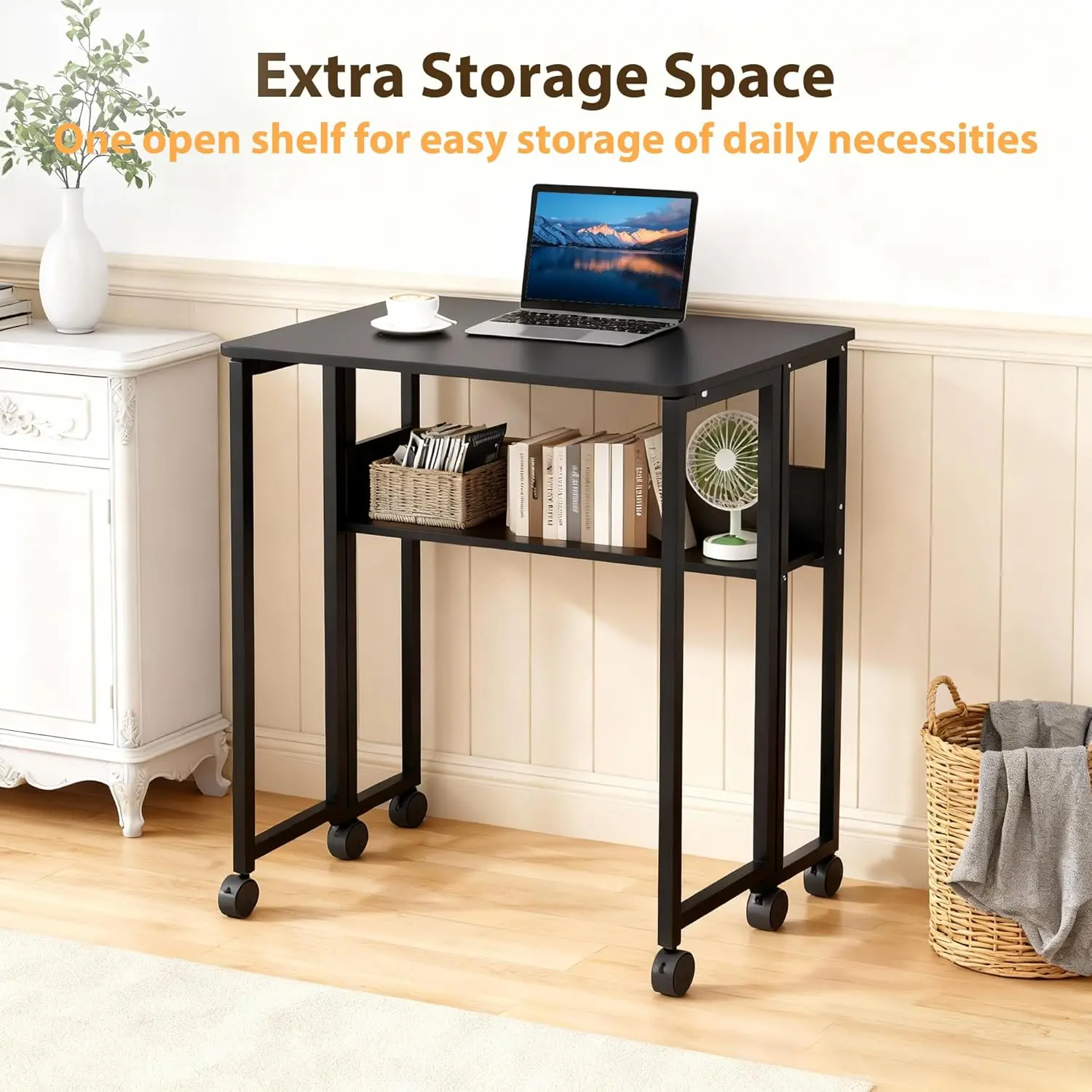【DealsForYouDays】Garvee Foldable Table for Small Spaces, Compact 24.8-Inch Folding Desk and Portable Table for Home Office, Bedroom, Study, or Dining Room, Space-Saving Folding Desk with