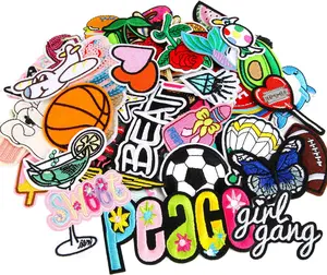 60 count Random Assorted Styles Embroidered Iron on Patches, DIY Sew Applique Repair Patch Iron on/Sew on Patches for Backpacks,Pants,Clothes,Jeans,Jackets,Hat