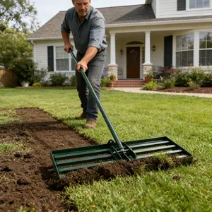 Garden Backyard Farmland Golf Course Compost Sand Leveling Rake with 79.5" Long Handle Heavy Duty Tool for Efficient Lawn Maintenance