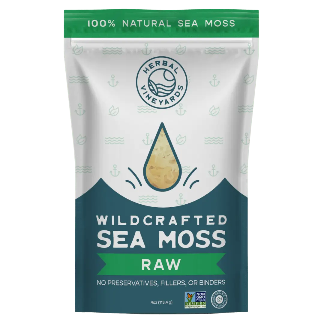 Herbal Vineyards Sun Dried Sea Moss Raw Wildcrafted - Nutrient-Rich, Vegan, All-Natural Superfood from Saint Lucia Iodine Minerals