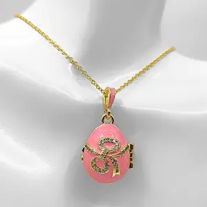 Gilded enamel necklace with bow micro - set zircon pendant, open - close tassel cherry accessory, perfect gift for girlfriend