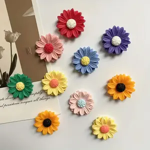 Refrigerator magnet with colorful, simple, and cute flower decorations, sunflower resin kitchen refrigerator magnet, office message board, home decoration
