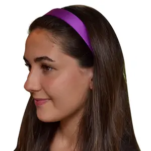 Purple Satin Arch Headband with No-Slip Lining, 1 Inch Width