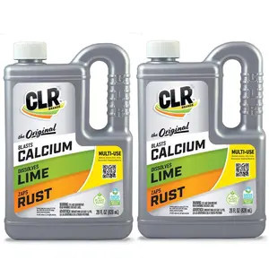 CLR 28 oz. Calcium, Lime and Rust Remover (2-Pack), EPA Safer Choice Certified Multi Surface Cleaner, Fast Acting Formula for Showerheads, Coffee Pots, Tile, and Siding, No Phosphates, Ammonia or Bleach, Septic Safe.