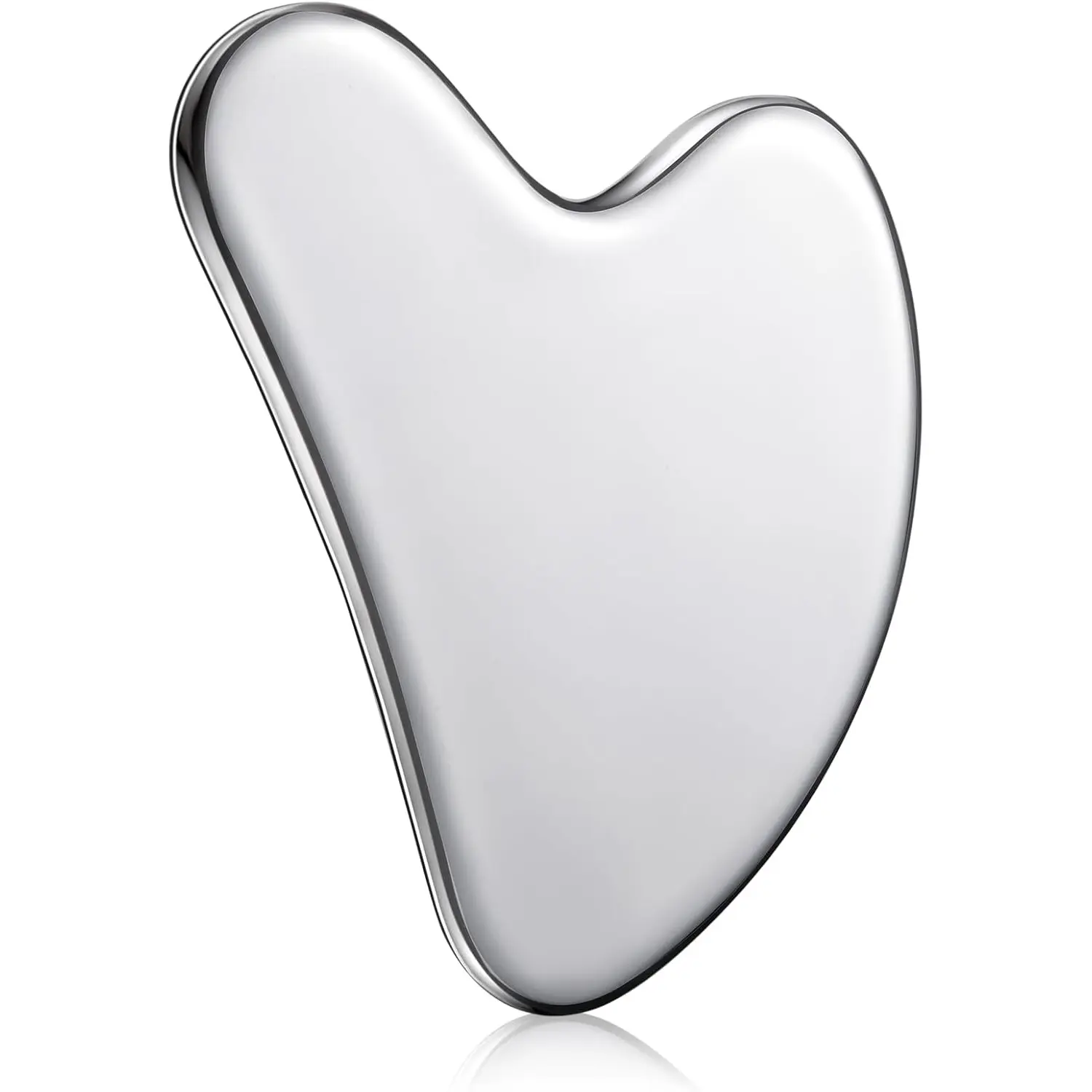 Nuanchu Stainless Steel Gua Sha Facial Tools Guasha Tool for Face Body Jawline Shaper, Defined Jawline Shaper, Double Chin Reducer, Puffiness Reducing, Lymphatic Drainage Massager Gift with Pouch, Facial Beauty Massagers (Silver)
