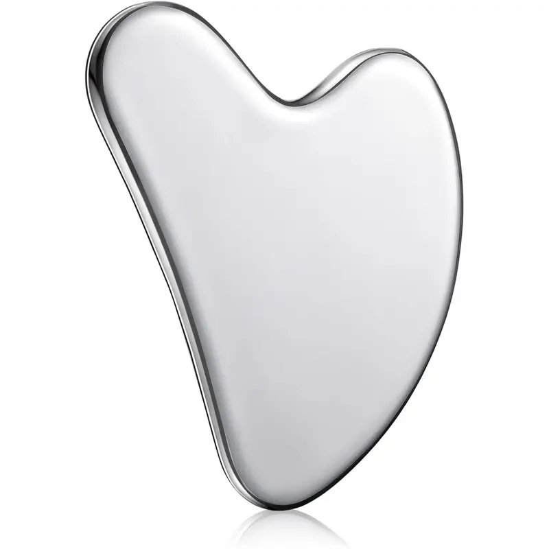 Nuanchu Stainless Steel Gua Sha Facial Tools, Face Care Instrument, Guasha Tool for Face Body Jawline Shaper, Facial Shaping Tool, Double Chin Reducer, Puffiness Reducing, Lymphatic Drainage Massager Skin Care Gift with Pouch, Silver