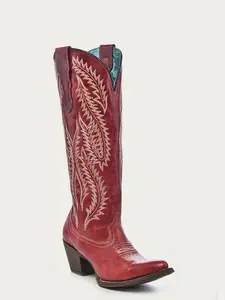 CORRAL WOMEN'S EMBROIDERY RED TALL TOP SNIP TOE COWBOY BOOT boot  barn  boots ankle boot outdoor booty short boot