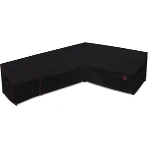 Patio Sectional Sofa Cover, Outdoor Heavy Duty Durable UV Water Resistant Anti-Fading L-Shaped Couch Cover, Black, L-Shaped 70in +98in(Left)