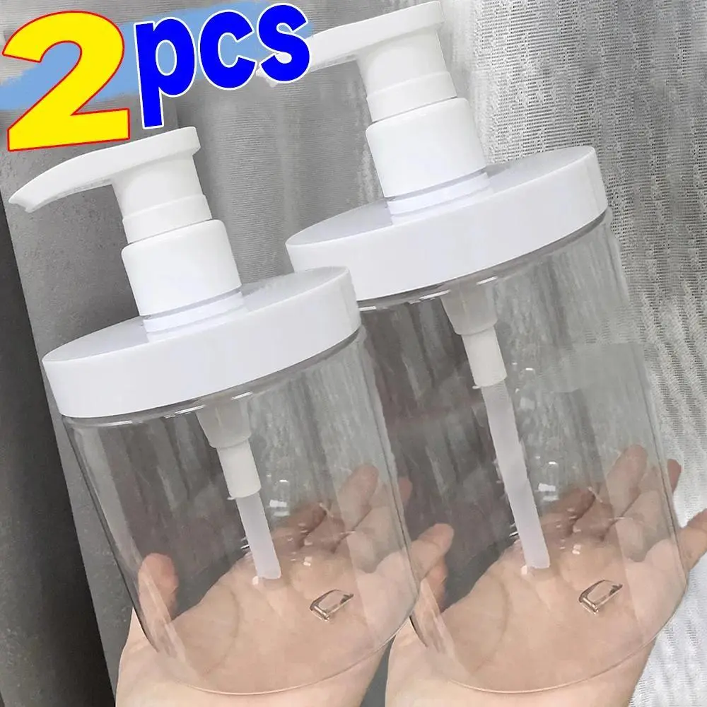500ml/1000ml Pump Bottle Dispenser Refillable Bottles Wide Mouth Style Refillable Empty for Travel Shower Soap Storage Bottle