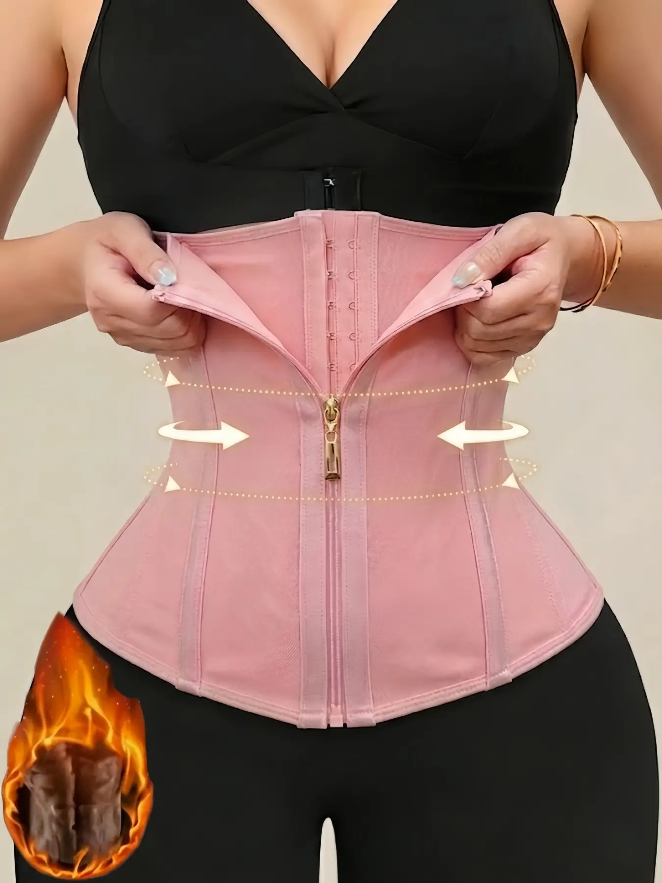 1 Count Women's Solid Color Compression Waist Trainer Belt with Zipper & Adjustable Hook Closure, Fajas, Shapewear, Sexy Tight-Fitting Elegant Corset, Comfortable Body Shaper Girdle, Tummy Control Waist Cincher for Workout & Daily Wear