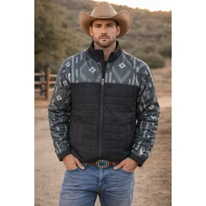 Men's Western Quilted Jacket with Southwestern print