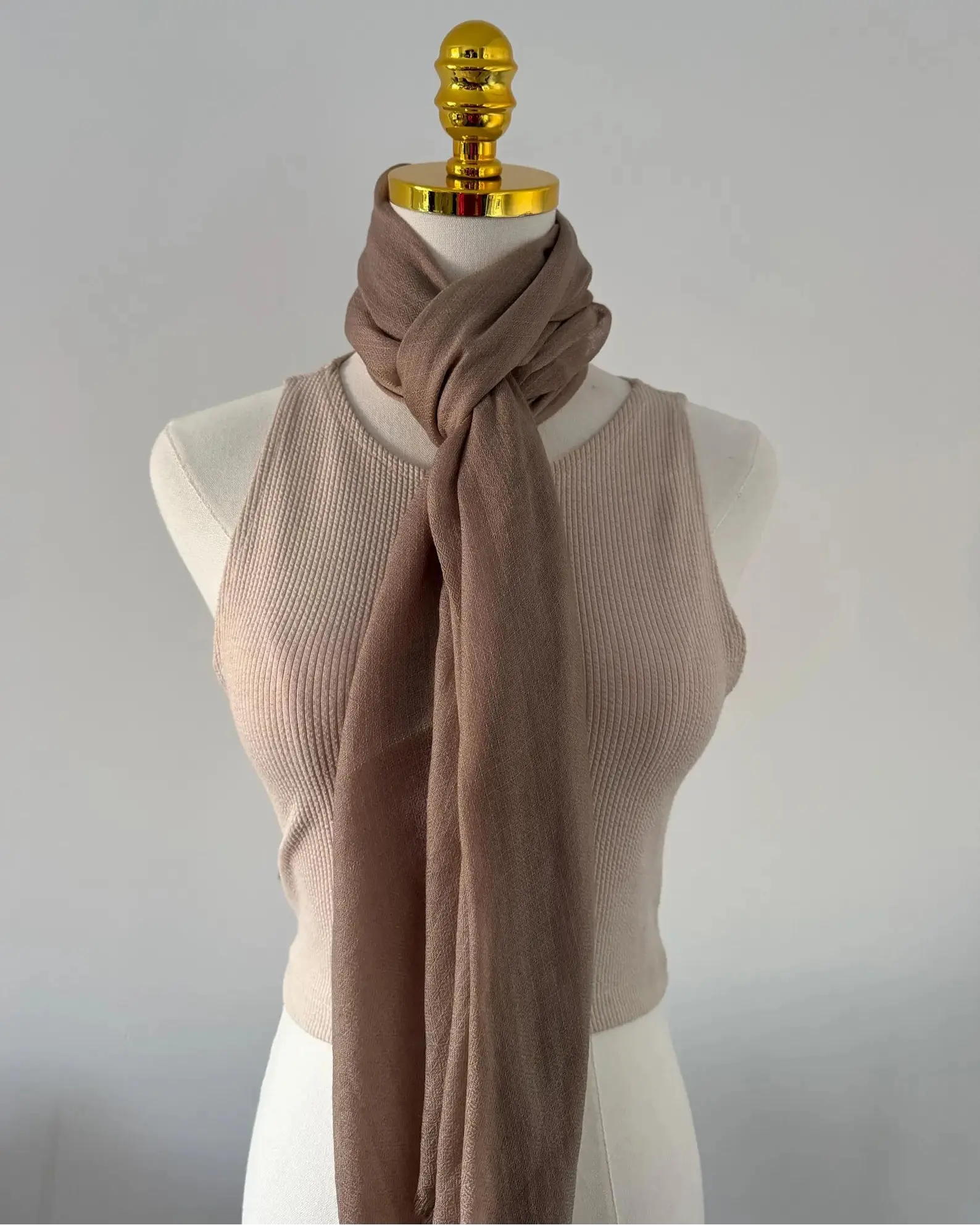 Authentic Kashmiri Pashmina Shawl – Latte Brown | 100% Handwoven, Featherlight & Ultra Soft