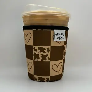 Cow hearts checkered iced coffee cozie | iced coffee koozies | coffee sleeve | cute coffee accessories | western accessories