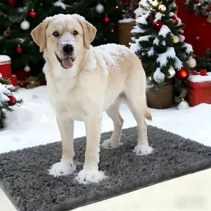 Large Chenille Absorbent Mat, Non-Slip Washable for Muddy Paws, Indoor Outdoor, Premium 100% Chenille, Ultra Soft Plush Feel, Zero Shedding