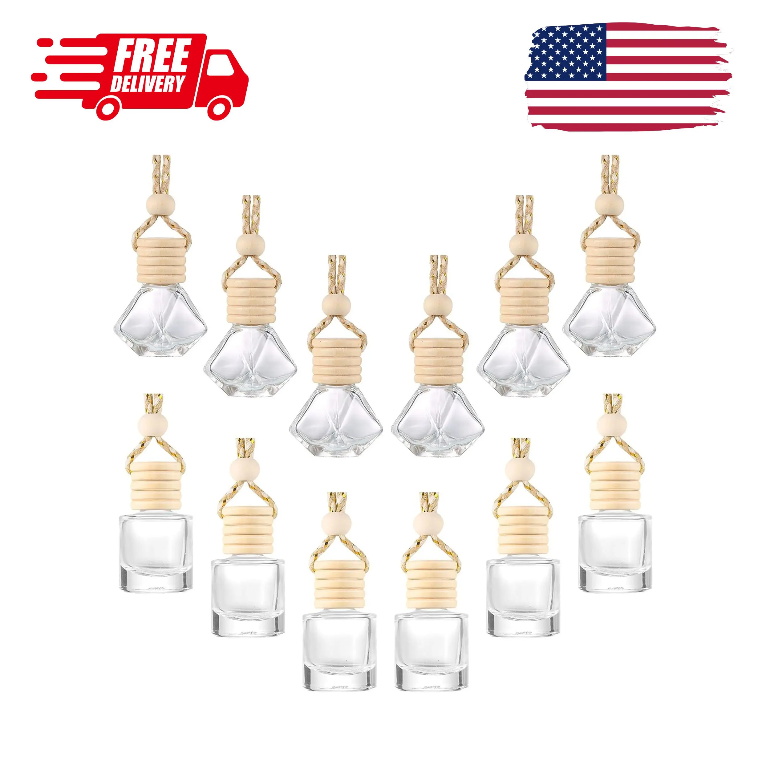 12 Pcs 8ml Hanging Car Air Freshener Diffuser Bottle Empty Clear