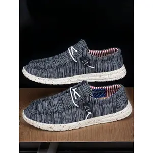 Men'sFashionableFlagPrintSlip-onLoafers,CasualComfortableBreathableBoatShoes,FashionableSneakersforDailyWear,Boy