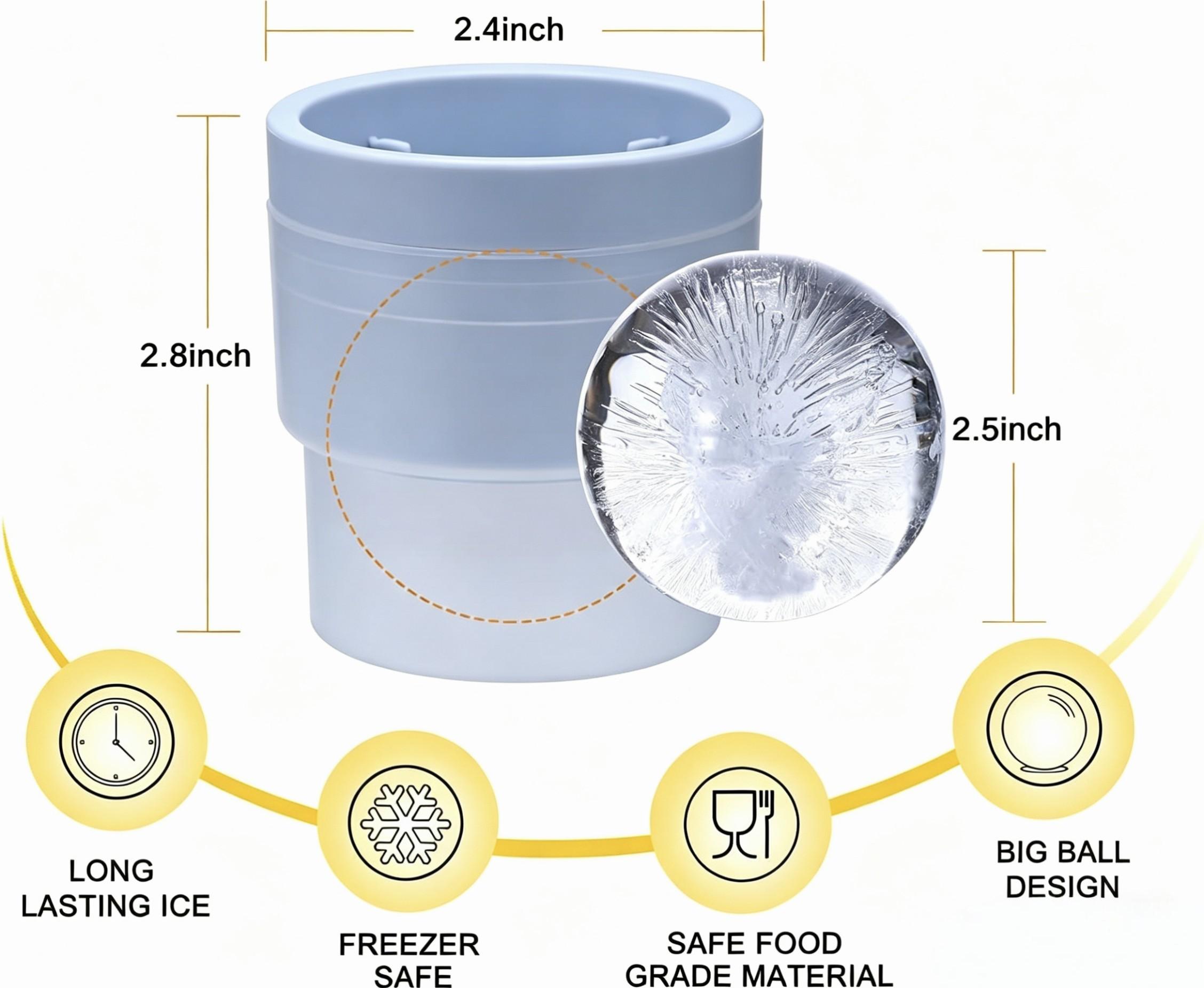 Ice Ball Molds, Set of 3, Slow-Melting Stackable Ice Cube Maker, 2.5 Inch big Ice Spheres for Whiskey Cocktails Juice Beverages Bourbon Ice Ball Molds, Set of 3, Slow-Melting Stackable Ice Cube Maker, 2.5 Inch big Ice Spheres for Whiskey Cocktails Juice Beverages Bourbon