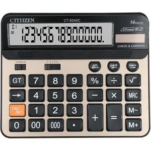 Large Mechanical Calculator,Dual Power Desk Calculator 14 Digit Big Buttons,Desktop Calculator  5In LCD Display for Office, , School (Champaign )