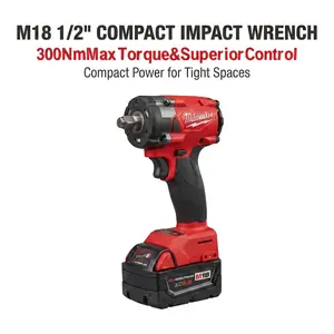 Milwaukee M18 18V Cordless High Torque Heavy Duty Impact Wrench, 1/2 Inch Square Drive for Industrial Maintenance bolt extractor kit power tool