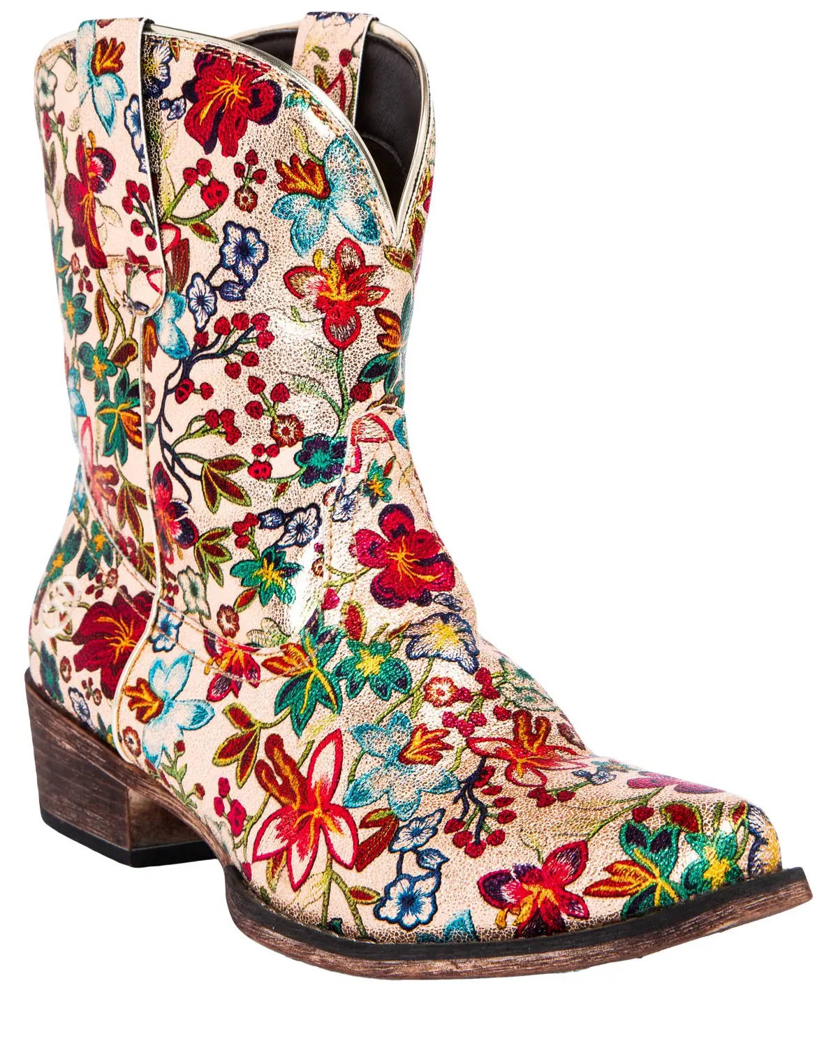 Women's Women'S Ingrid Floral Western Booties Snip Toe - 09-021-1567-1638 Mu