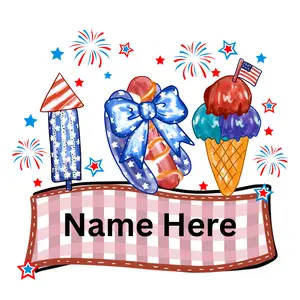 Patriotic Custom Name Print Choose Red or Blue Banner Direct To Film Print, DTF Print, Ready To Press For T-Shirts